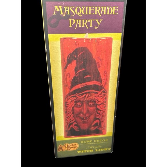 Witch Light Flickering Halloween Candle Masquerade Party Cracker Barrel 7" x 3" - Picture 4 of 11